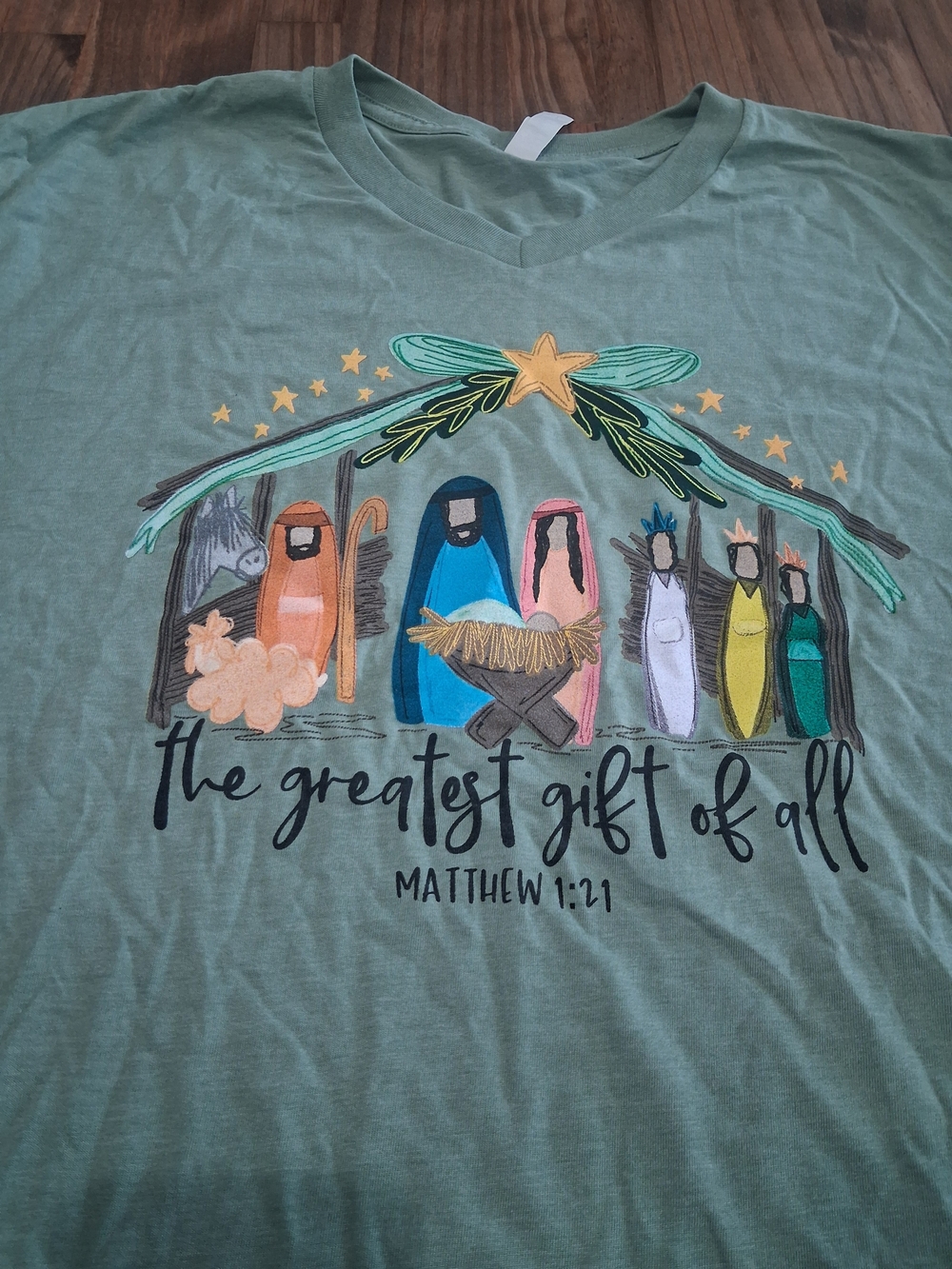Love In Faith "The Greatest Gift of All" Women's V-Neck Tee - Size XL